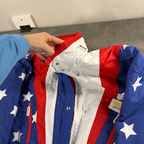 Tipsy Elves Ski Suit Mens L American Flag USA Stars Stripes One Piece Snow Suit - Picture 6 of 9